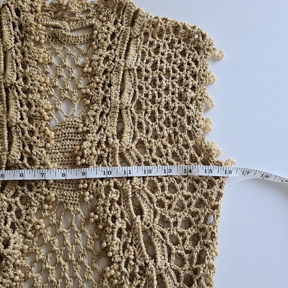 CROCHETED Bohemian Beaded Vest Size S - Picture 11 of 13